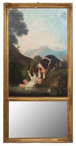 FRENCH TRUMEAU MIRROR OIL ON CANVAS 35743d