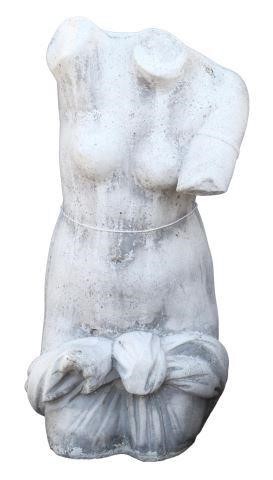 CAST STONE STATUE, NUDE TORSO OF VENUS,