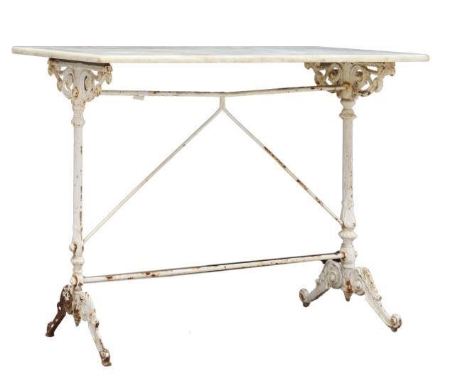 MARBLE TOP WHITE CAST IRON BISTRO 357445