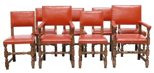  8 ENGLISH OAK LEATHER DINING 357479