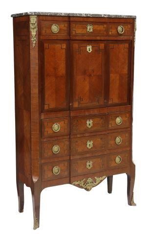 FRENCH MARBLE-TOP MAHOGANY SECRETAIRE