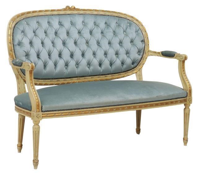 FRENCH LOUIS XVI STYLE UPHOLSTERED