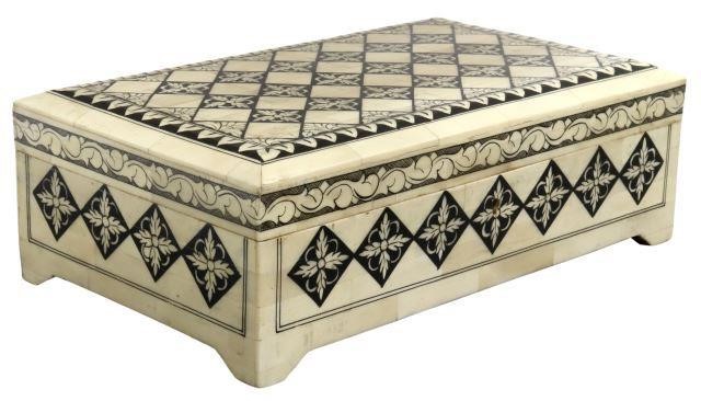 DECORATIVE BONE-TILED TABLE BOX,