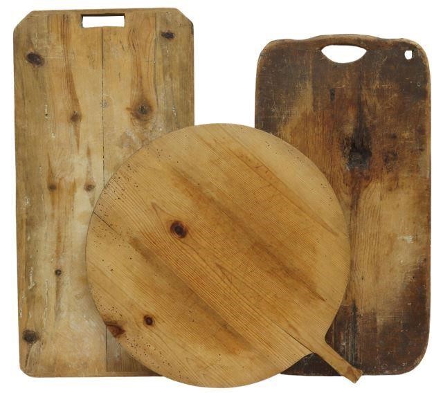 (3) LARGE PINE BREAD BOARDS, 20TH