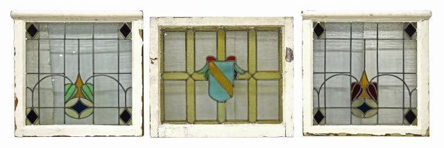  3 ENGLISH STAINED LEADED GLASS 3574d3