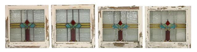  4 ENGLISH STAINED LEADED GLASS 3574d5