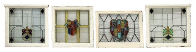  4 ENGLISH STAINED LEADED GLASS 3574d7