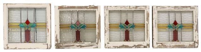 (4) ENGLISH STAINED & LEADED GLASS