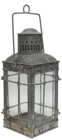 ANTIQUE GALVANIZED METAL LANTERNGalvanized