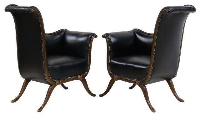  2 EMPIRE STYLE ASYMMETRICAL ARMCHAIRS pair  357523