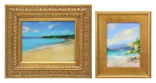 (2) JANINE MARTENS BEACH SHORELINE PAINTINGS(lot