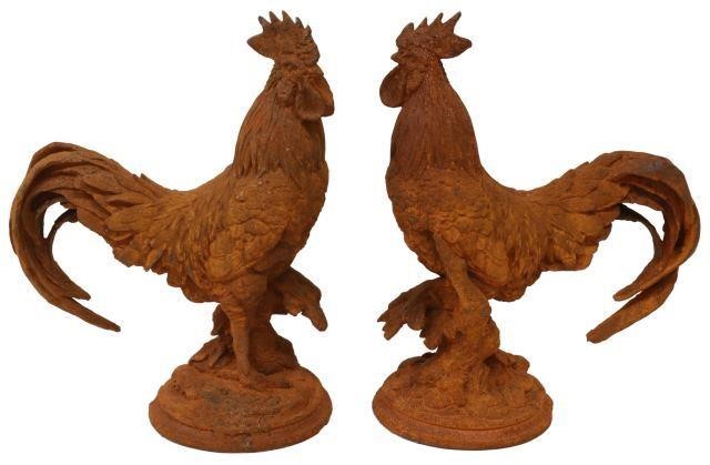  2 CAST IRON FIGURES OF ROOSTERS  357578