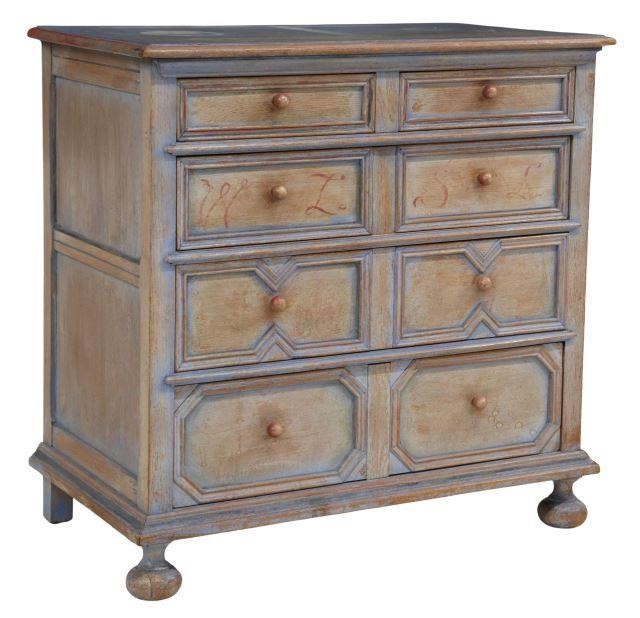 PAINT DECORATED OAK CHEST OF DRAWERSWilliam 3575a7