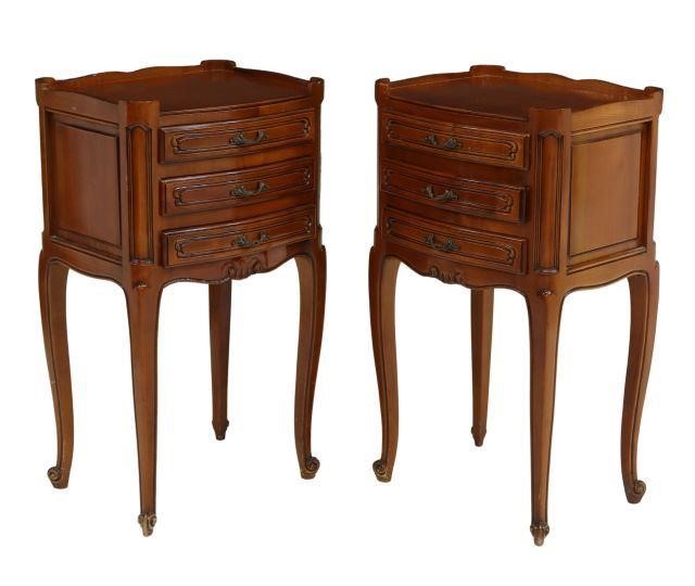 (2) LOUIS XV STYLE FRUITWOOD 3-DRAWER