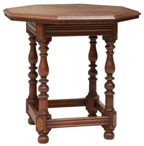 WALNUT OCTAGONAL SIDE TABLE ON 3575bd