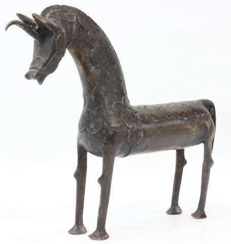 AFRICAN BENIN BRONZE STANDING HORSE