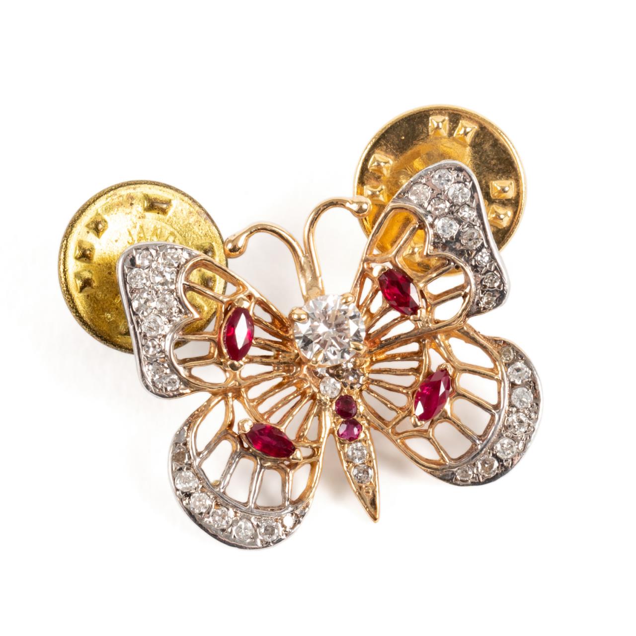 14K YG DIAMOND RUBY BUTTERFLY 357621