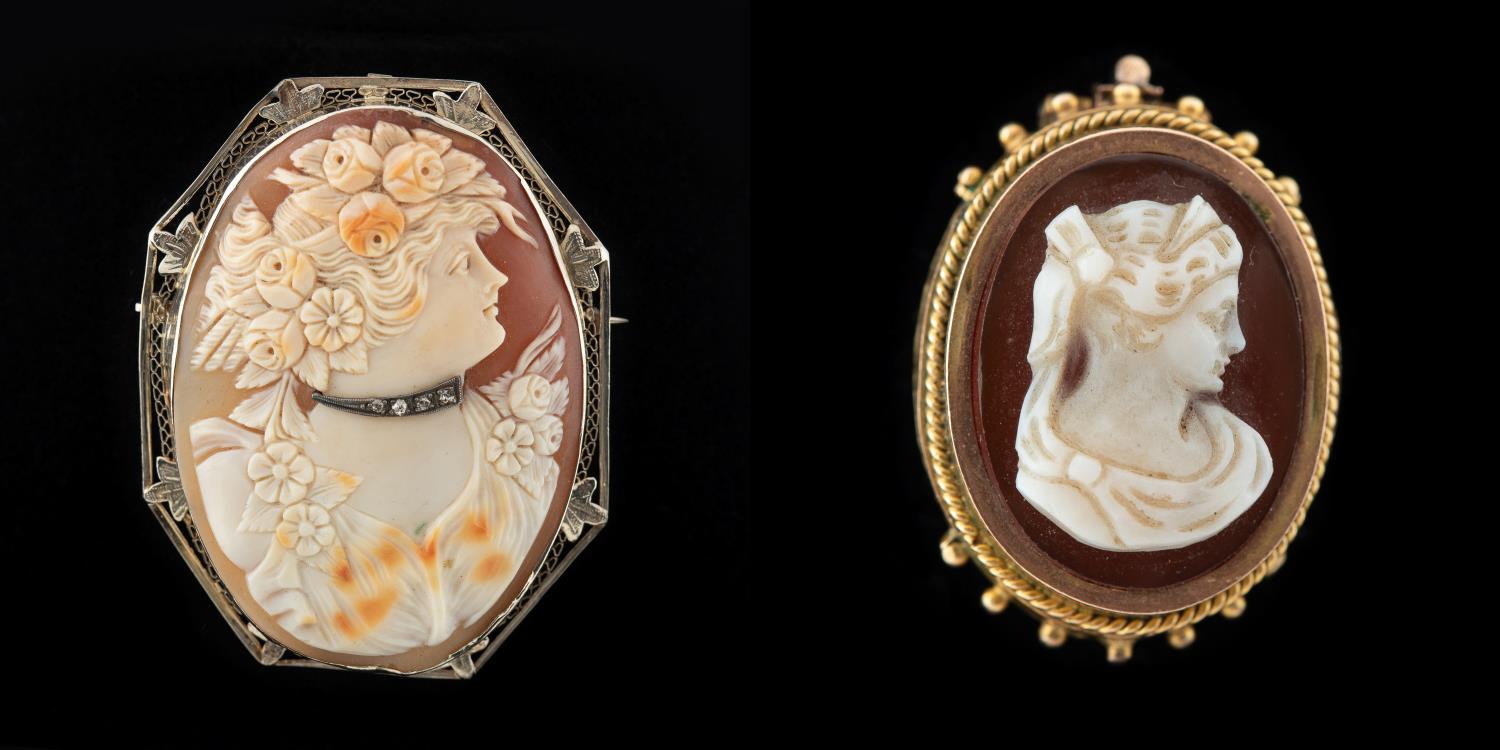 2 18K YG CAMEO BROOCHES 1 SMALL 357623