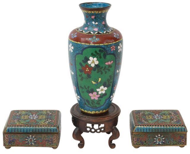  3 CHINESE CLOISONNE ENAMEL VASE 35762f