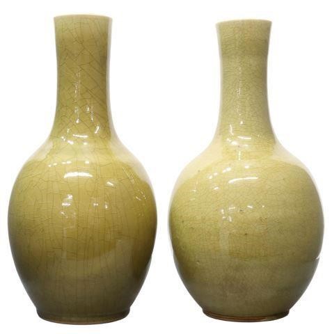 (2) CHINESE GREEN CRACKLE-GLAZE