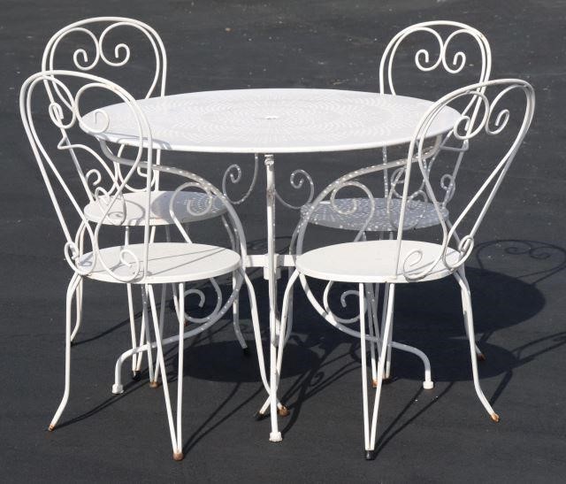  5 FRENCH WHITE PAINTED IRON PATIO 35766c
