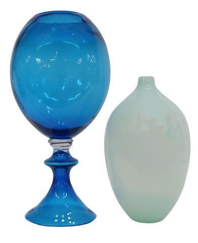 (2) ART GLASS GOBLET FORM & OPALESCENT