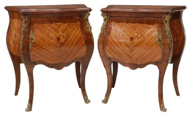  2 LOUIS XV STYLE MARQUETRY BEDSIDE 35777e