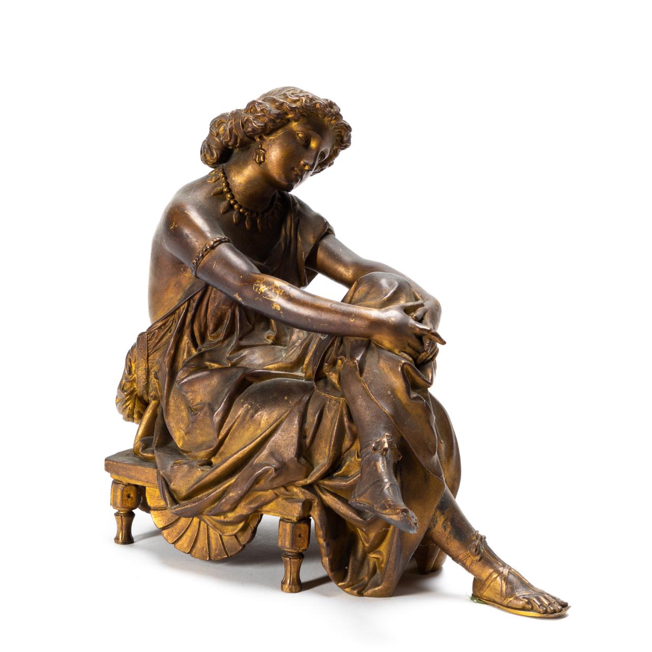 19TH C. GILT-METAL FIGURE OF A CLASSICAL