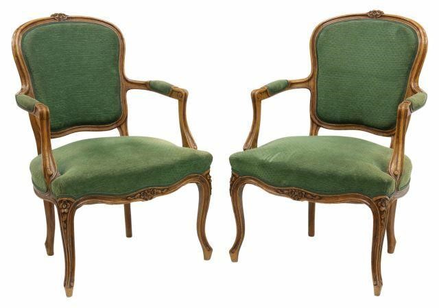  2 FRENCH LOUIS XV STYLE UPHOLSTERED 359ebf