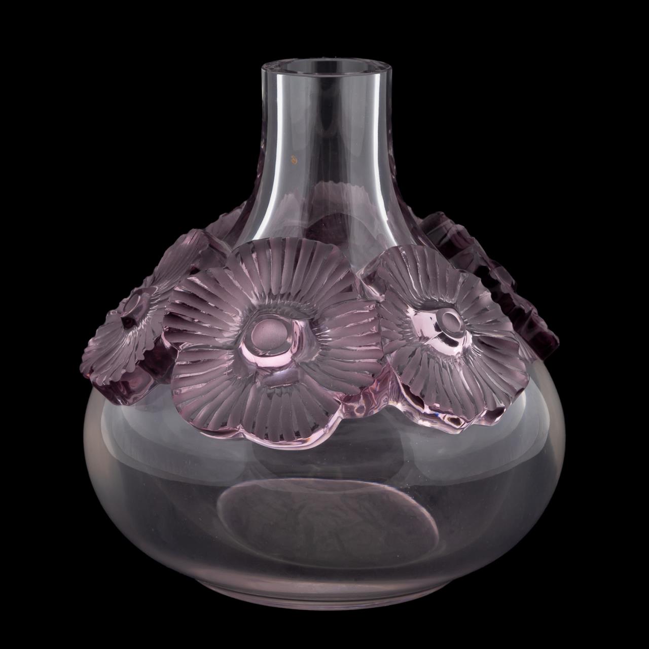 LALIQUE ART GLASS ''ATOSSA'' FLORAL