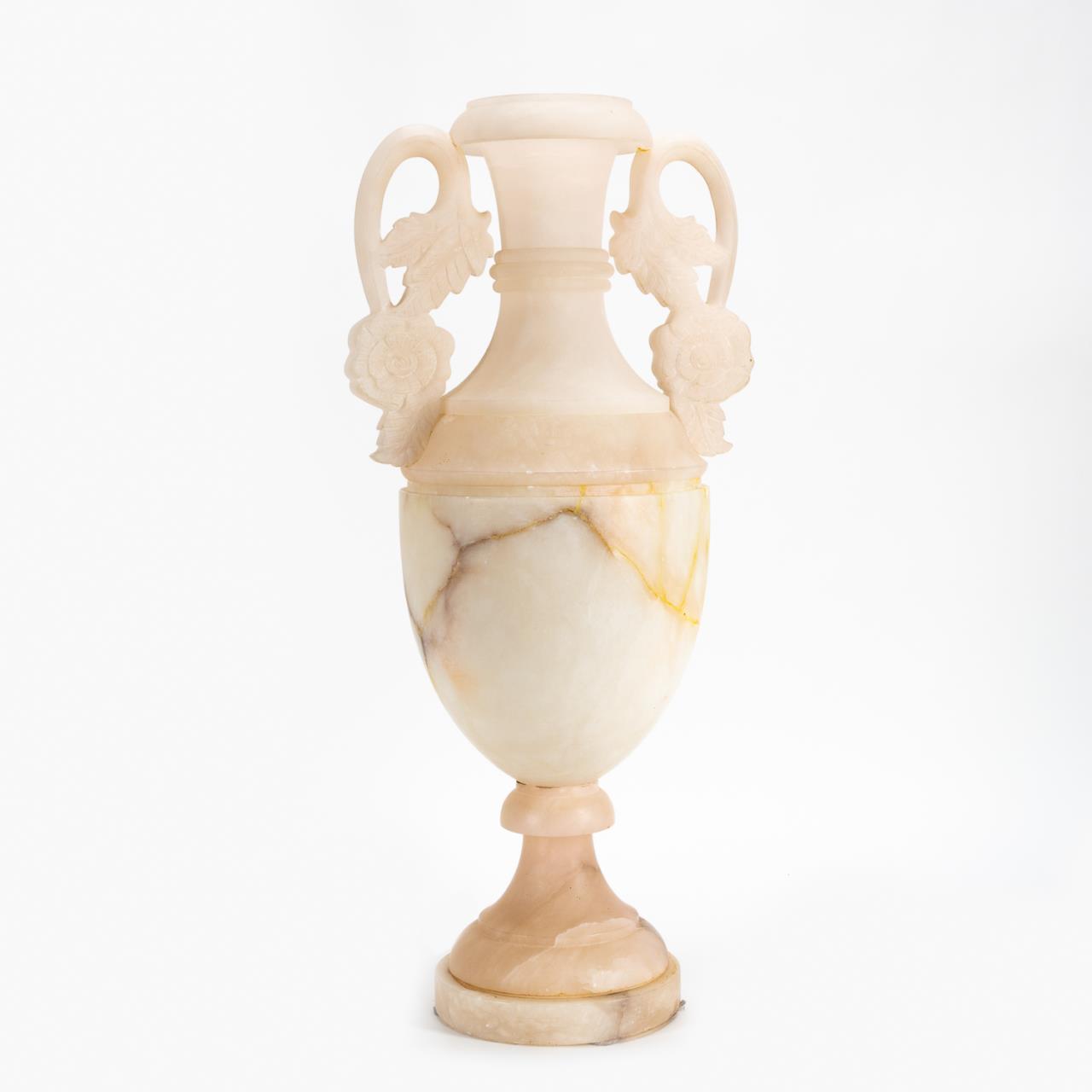 LARGE SPANISH CARVED ALABASTER URN-FORM