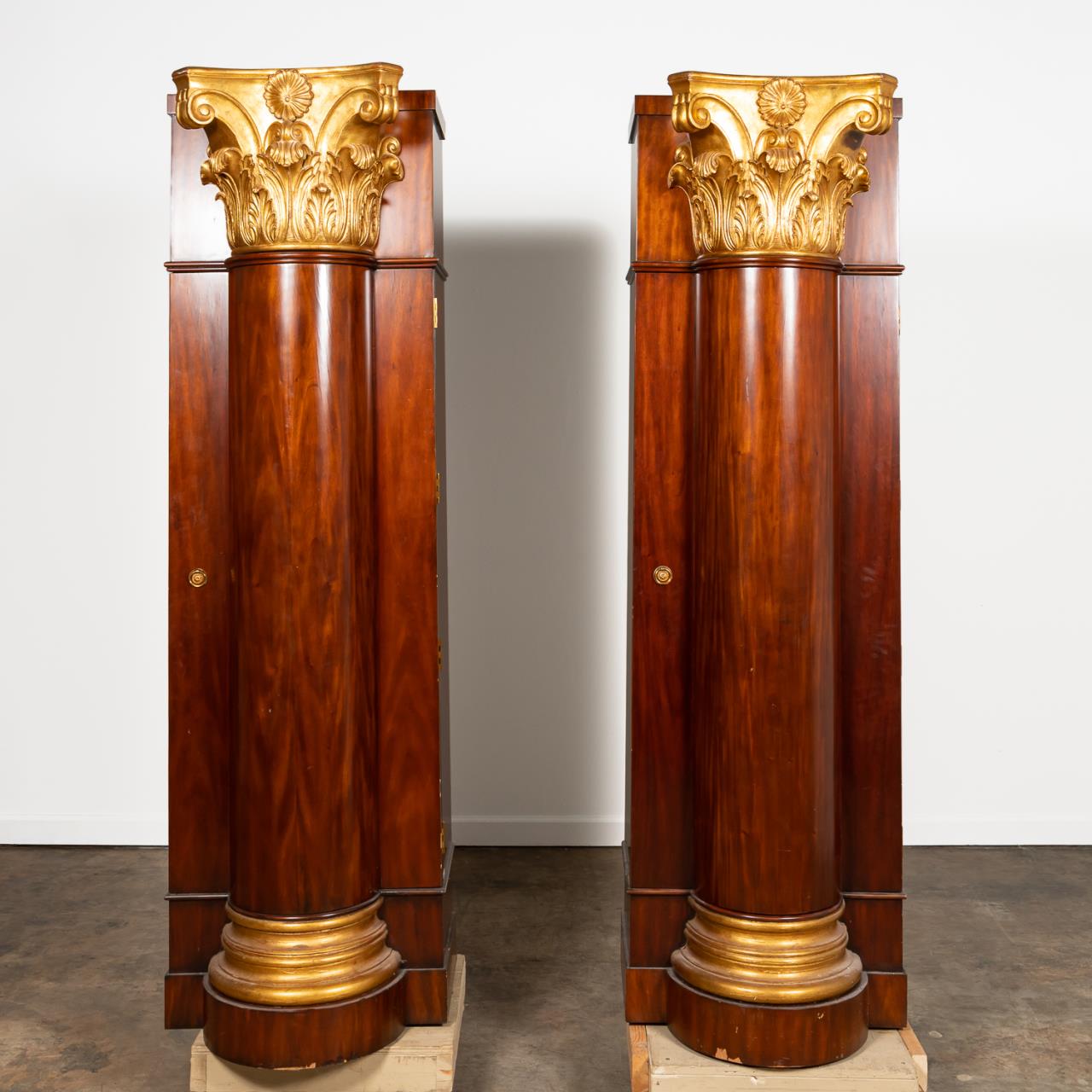 PAIR, MAITLAND SMITH MAHOGANY COLUMN