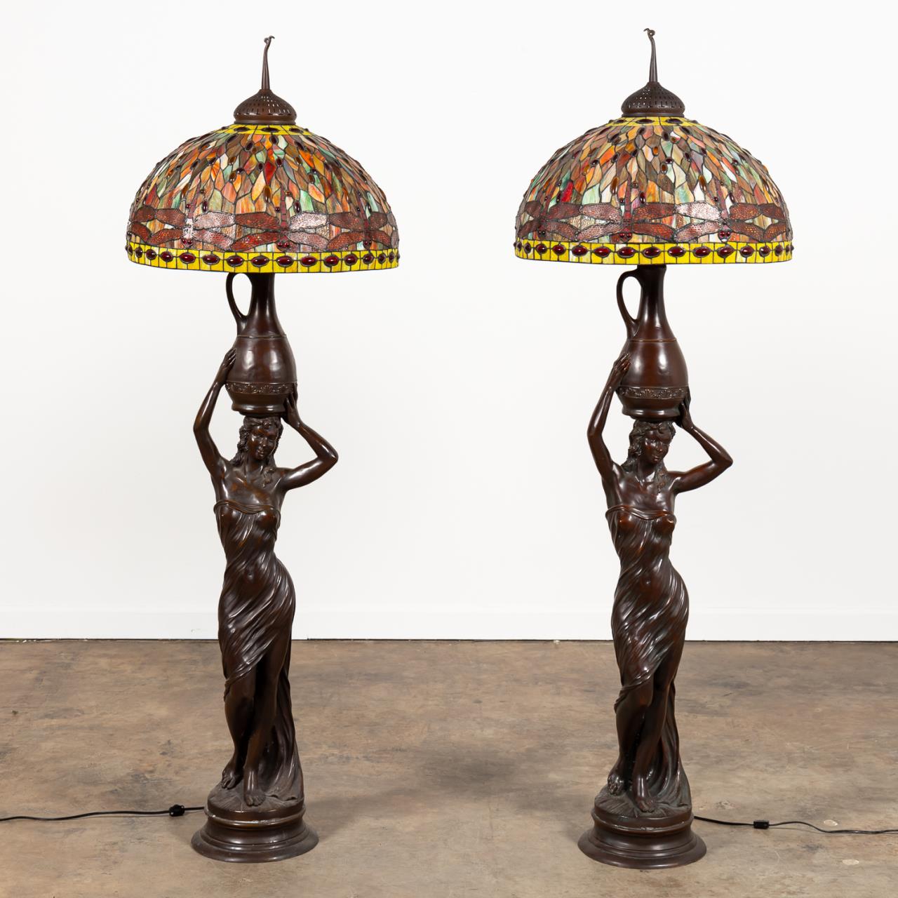 PR FIGURAL FLOOR LAMPS WITH TIFFANY STYLE 359f36