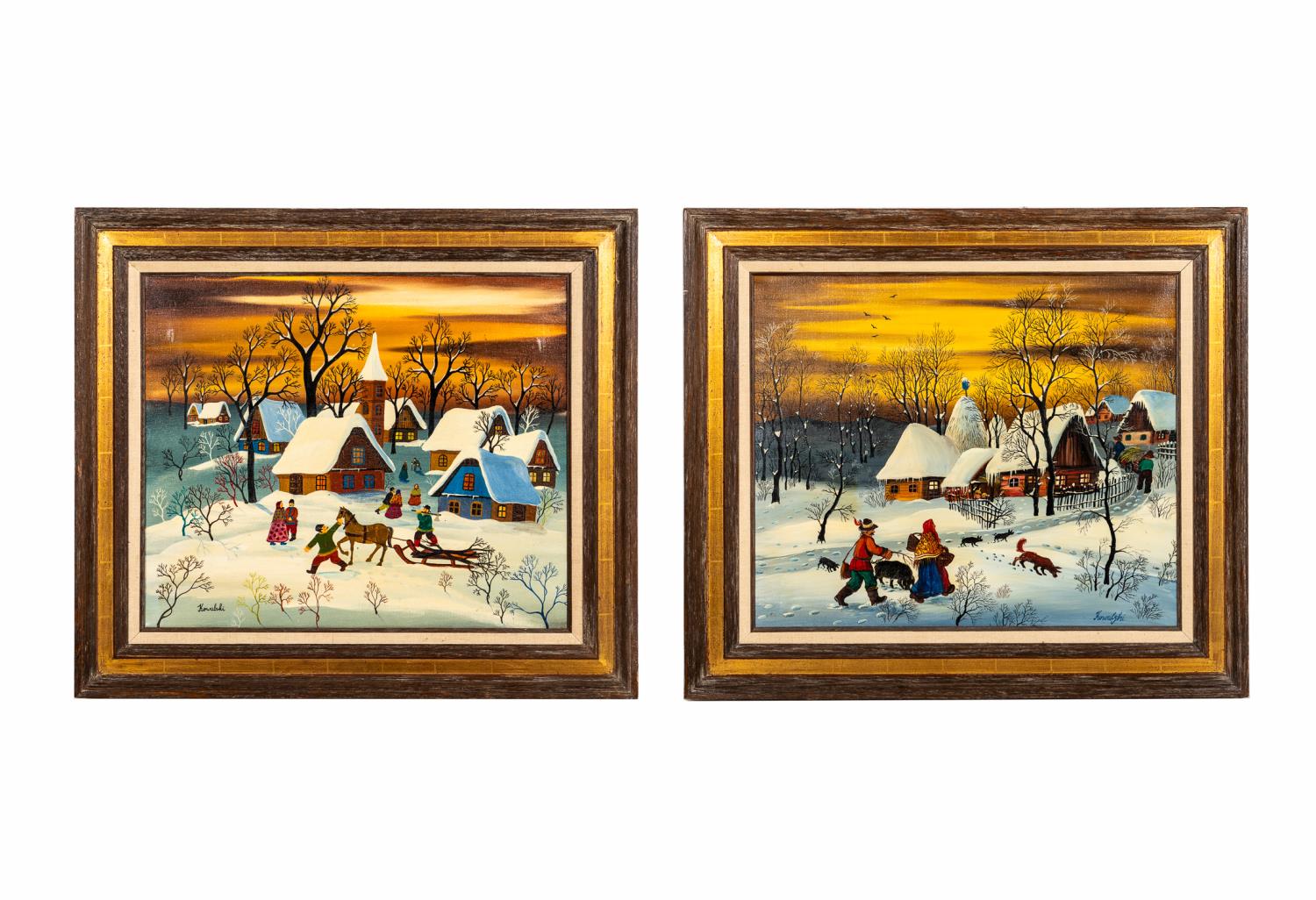 PAIR OF KOWALSKI EUROPEAN VILLAGE SCENES