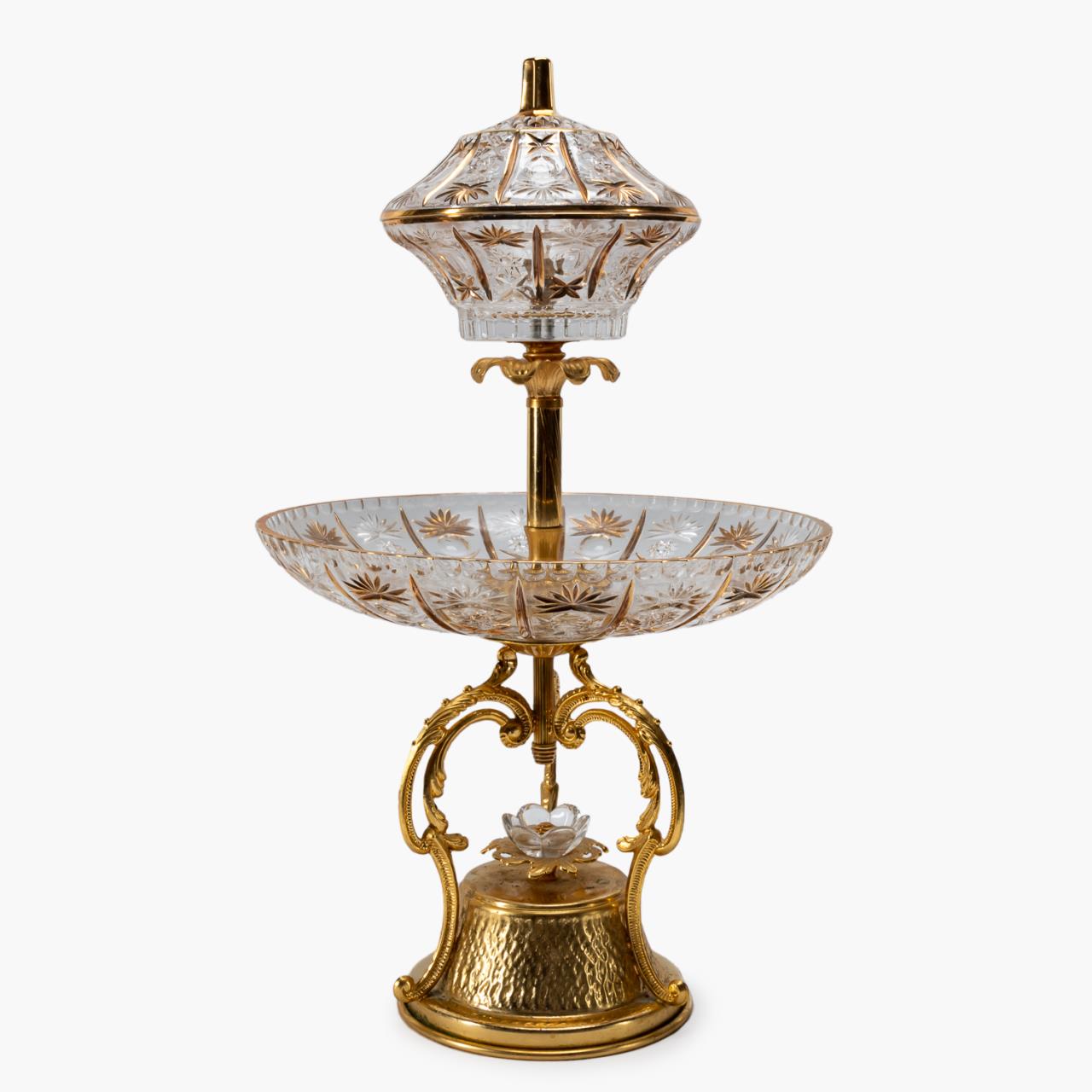 TWO TIER CRYSTAL AND GILT METAL 359fd0