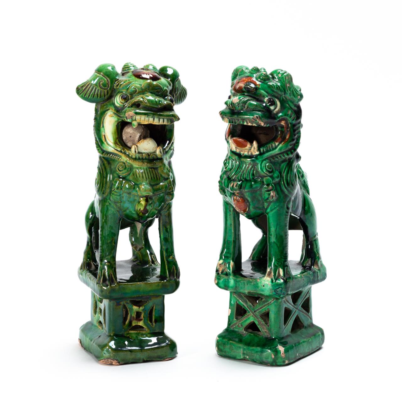 NEAR PAIR, CHINESE GREEN GLAZED