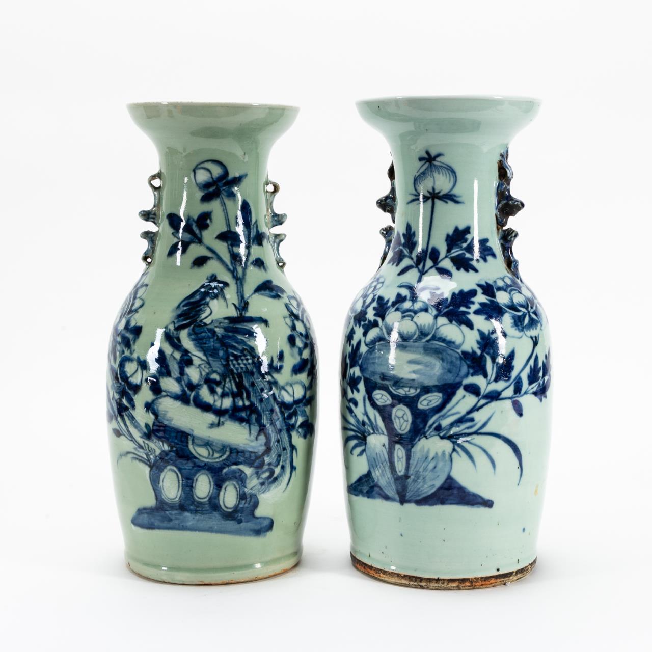 TWO CHINESE BLUE WHITE CELADON  35a02a