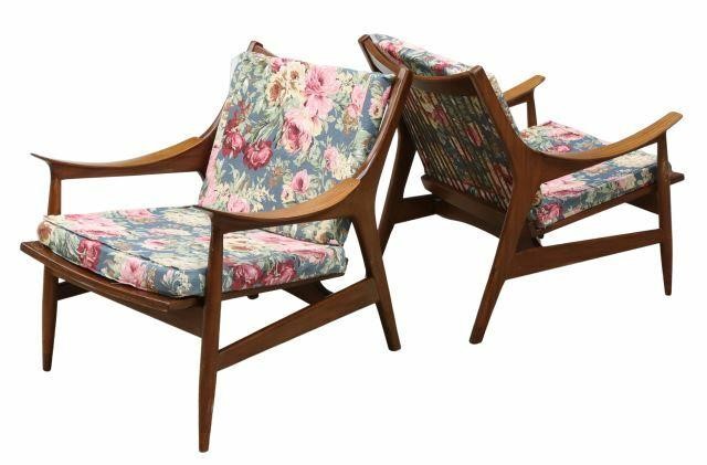  2 MID CENTURY MODERN LOUNGE CHAIRS pair  35a0f6