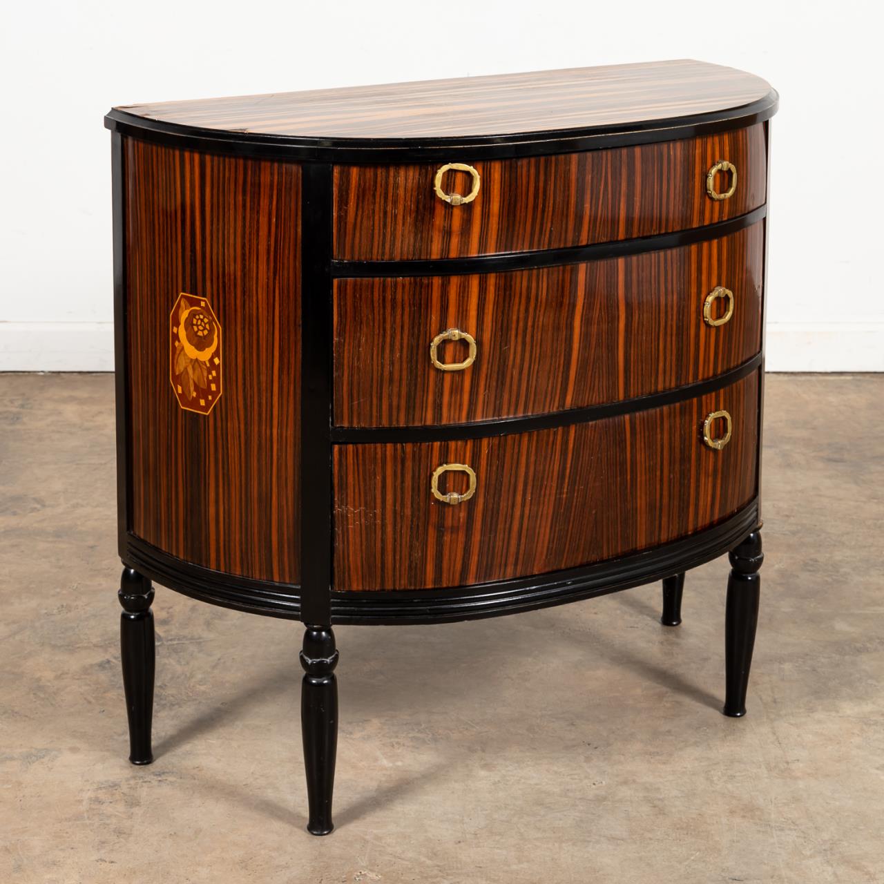 ART DECO ZEBRAWOOD INLAID THREE 35a178