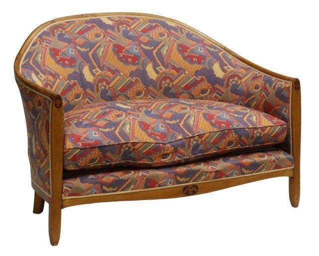 FRENCH ART DECO WALNUT UPHOLSTERED 35a175