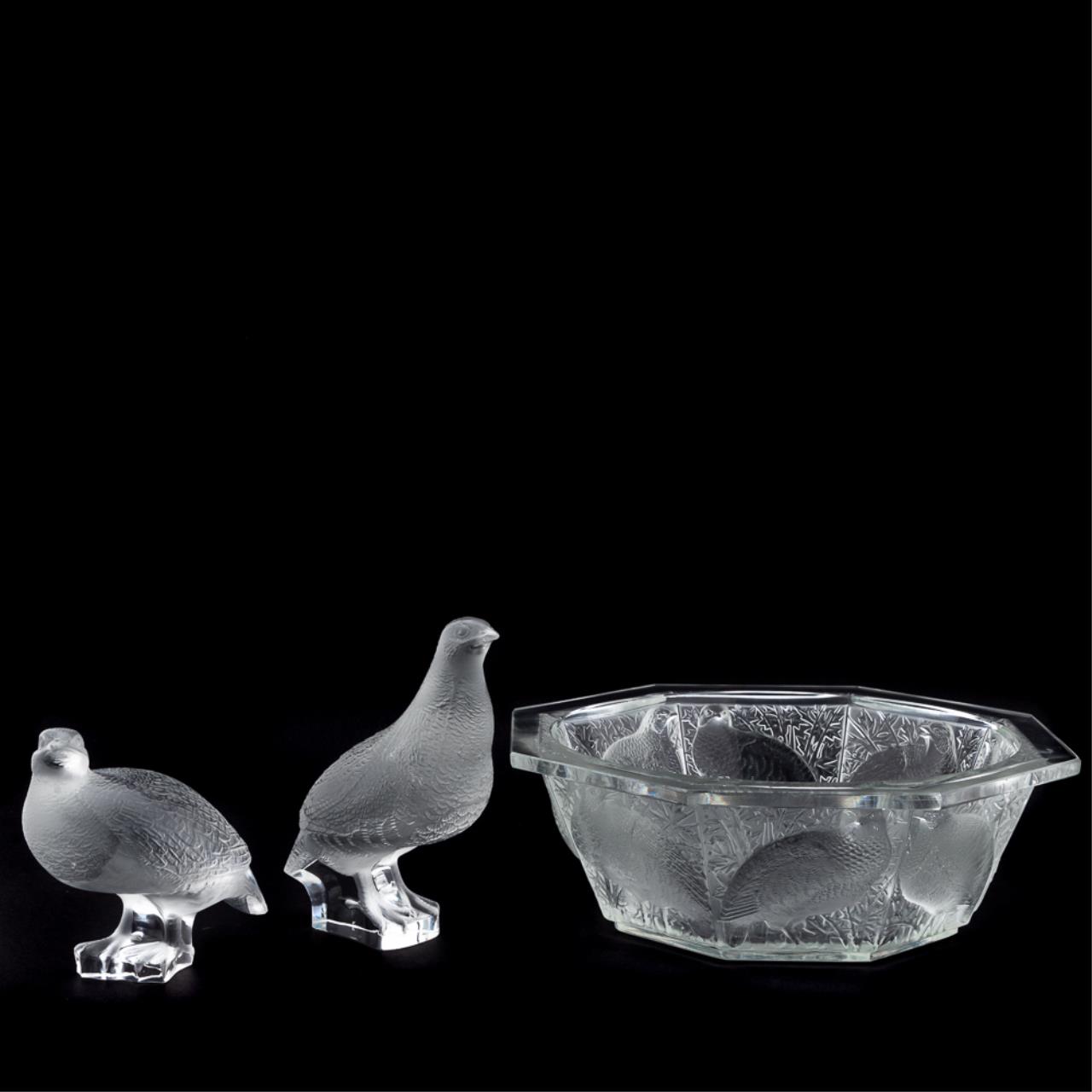 3 PCS LALIQUE PARTRIDGE MOTIF 35a176