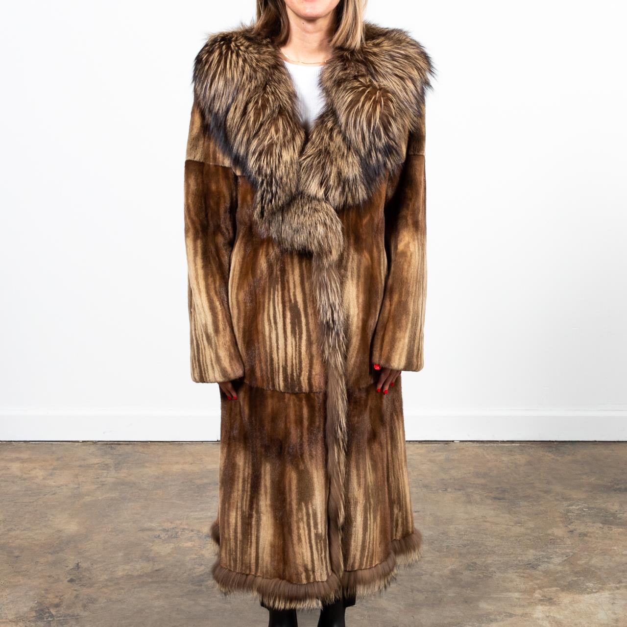 SEMI PLUCKED MARBLE MINK COAT WITH 35a1e1