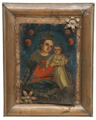 OIL ON TIN RETABLO, OUR LADY OF