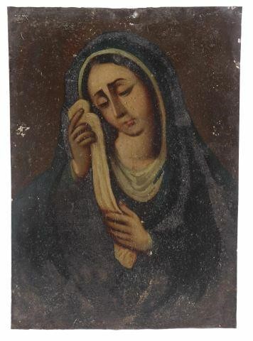 OIL ON TIN RETABLO OUR LADY OF 35a1fb