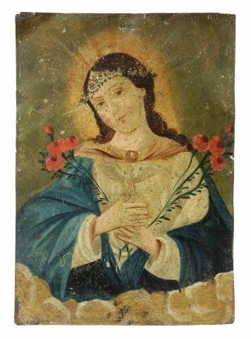 OIL ON TIN RETABLO, SOUL OF MARY,