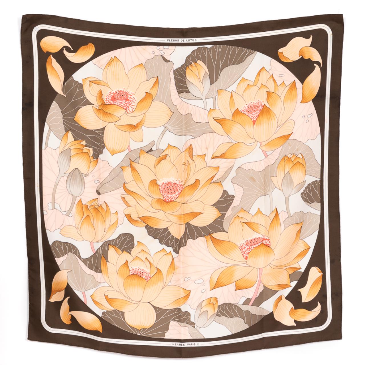 HERMES FLEURS DE LOTUS SILK SCARF 35a21b