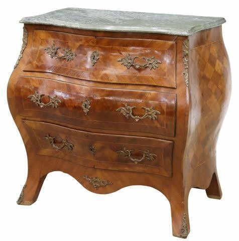 FRENCH STYLE MARBLE TOP BOMBE COMMODEFrench 35a254