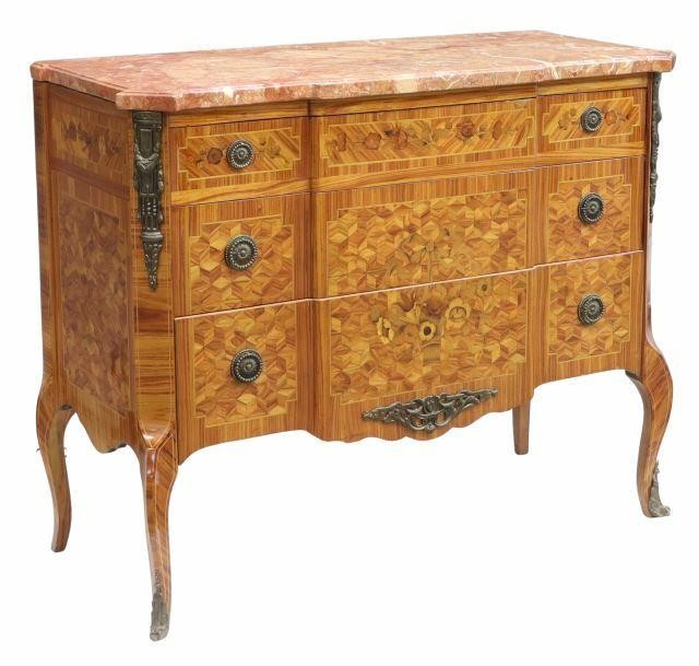 LOUIS XV STYLE MARBLE TOP MARQUETRY 35a260