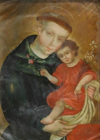 OIL ON TIN RETABLO SAINT ANTHONY  35a27a