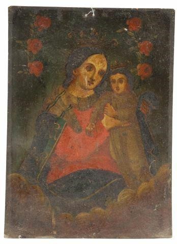 OIL ON TIN RETABLO OUR LADY OF 35a283